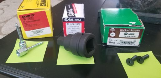 New hardware, tools, hex bit, socket screws, threaded anchors
