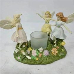 PartyLite Fairy Garden Candle Holder – 3 Fairies – Original Box