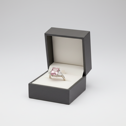 10K White Gold Pink Cz & White Cz Ring & Earrings Set