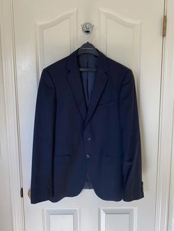 Haggar Clothing Men’s Blue/Grey Tartan Blazer Suit Jacket - Classic Fit (38 Regular)