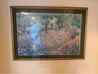 Large Framed Claude Monet Garden Print – Elegant Wall Decor