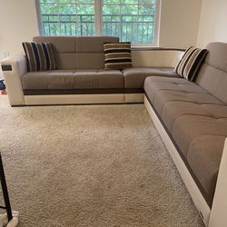 Tan Sectional Couch Bed 