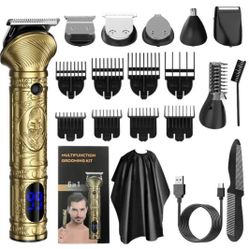 6 in 1 Beard Grooming Kit Electric Shavers, Body Nose Hair Trimmers T-Blade Clip