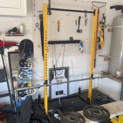 Squat Rack + 7ft Olympic Barbell + 265 Pounds In Plates