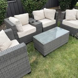6 Piece Outdoor Jumbo Size Patio Furniture Set 