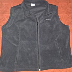 Columbia Men's Fleece Vest Black Full-Zip Pockets Hiking Outdoors (Size 3XL)