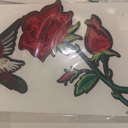 Embroidered Rose And Bird Patch 