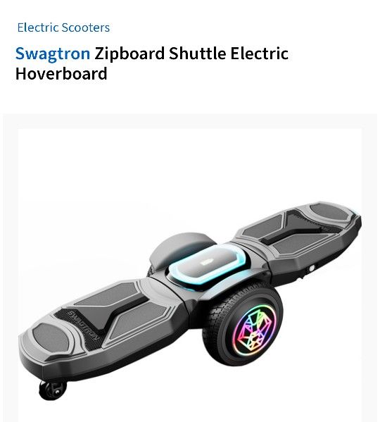 Swagtron Zipboard Shuttle Electric Hoverboard