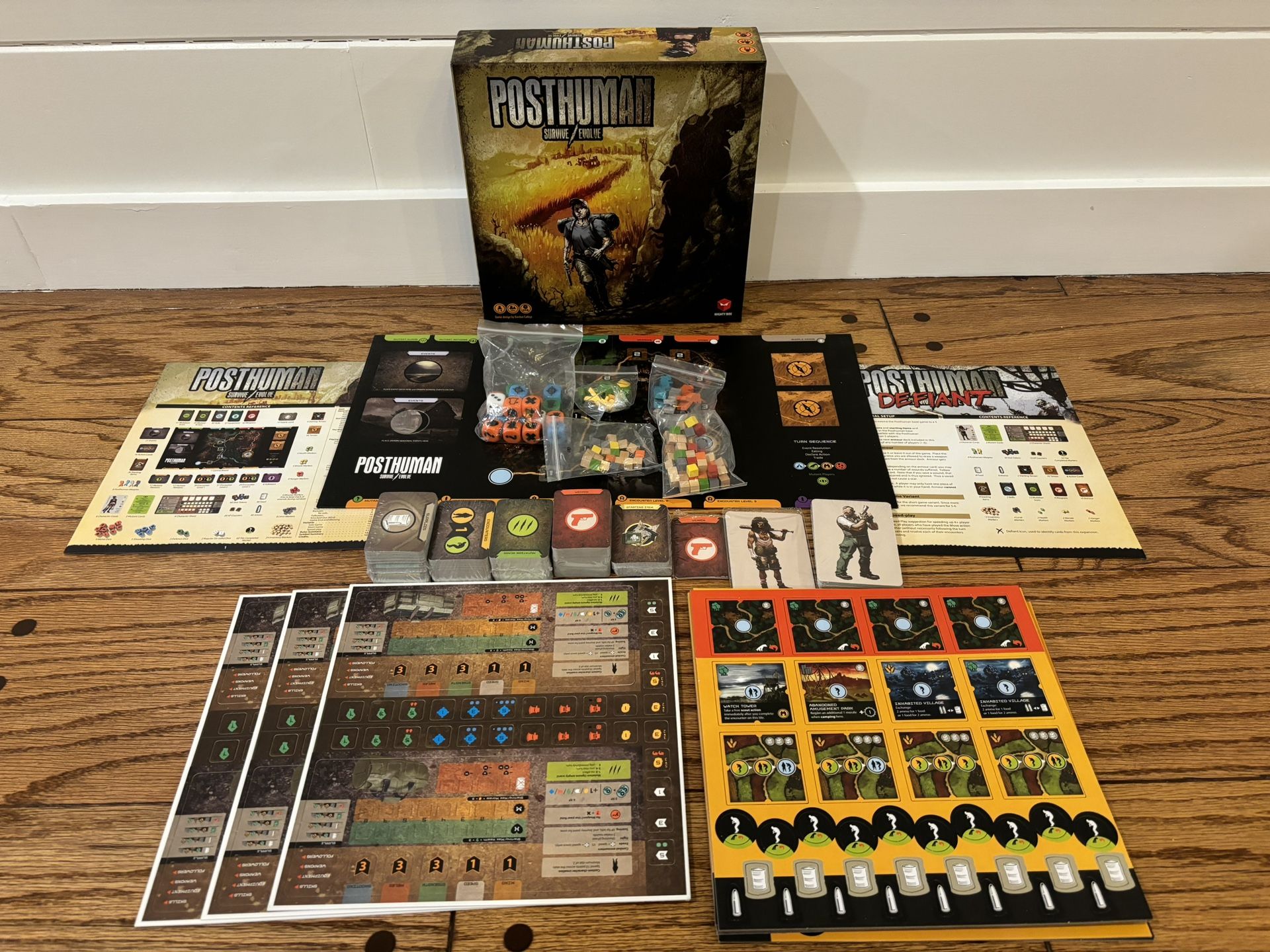 Posthuman Board Game Survive Evolve  2015 Mightybox Games Unpunched Cards