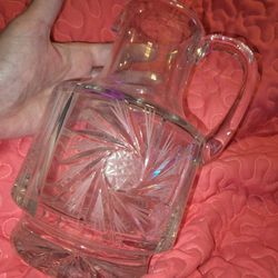 Vintage U.S.S.R Handmade Crystal Pitcher 