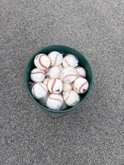 Bucket of baseballs