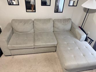Light Gray Fabric Sectional Sofa with Left Chaise