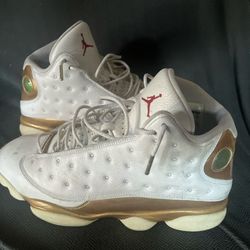 White And Gold Jordan 13’s
