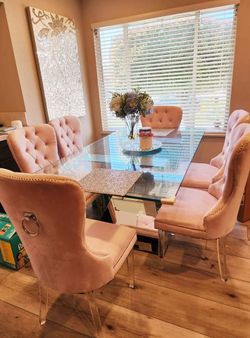 4 Villette Tufted Upholstered Dining Chairs by Abbyson