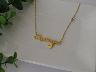 12 Constellation Zodiac Old English Letter Sign Pendant Necklace, Sagittarius