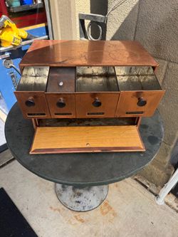 Vintage copper-finish metal bread box