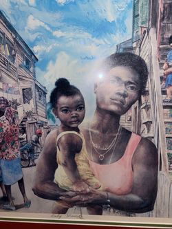RARE Vtg 1994 Baby Mama Belizean artist Carolyn Can Carr Belize scene 544/1000 litho