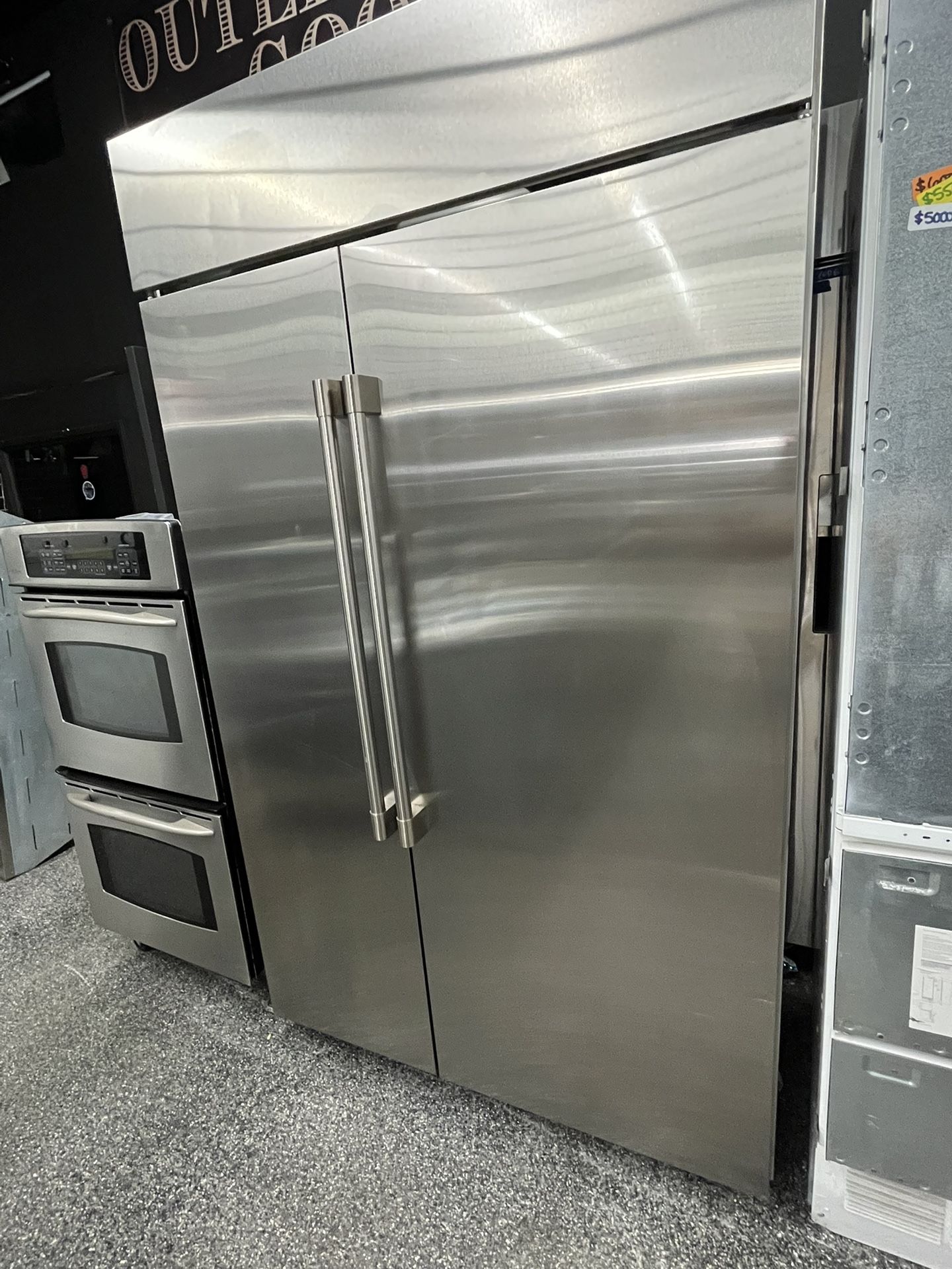 Monogram 48” Built In Refrigerator Side By Side Stainless Steel LED Lighting