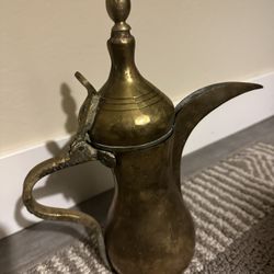 12” Antique Brass Dallah Coffee Pot