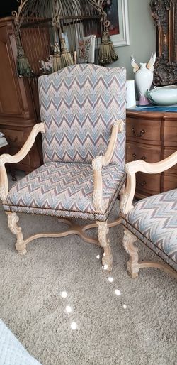 Vintage Louie XV Upholstered Bergere Armchairs