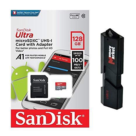 Sandisk micro sd card. Really fast! 128 gb