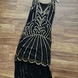 Black And Gold Gatsby Sequence Party Dress