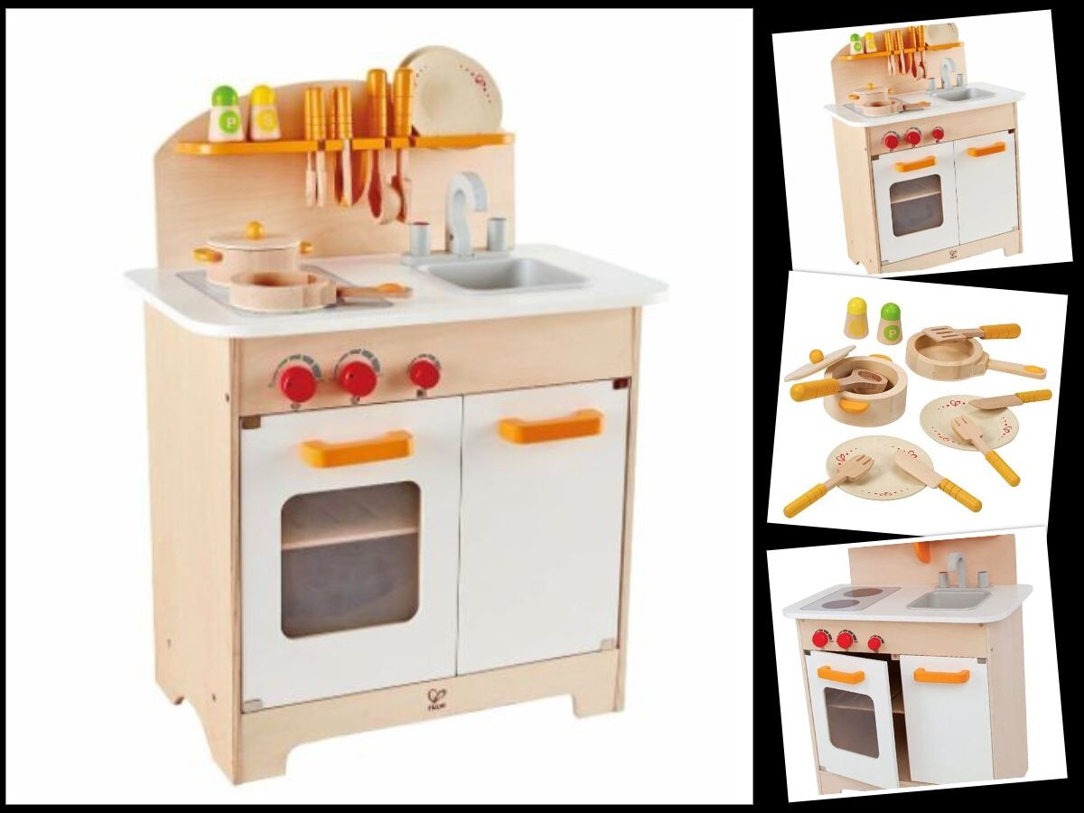 Hape Gourmet Wooden Toy/Play Kitchen and Starter Set, All 14 Pieces for $75