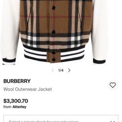 Rare 1 Of 1 Burberry Varsity Jacket 