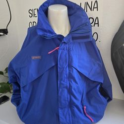 Men's Columbia Sportswear Company Windbreaker Jacket Size Large Colors Blue/Pink