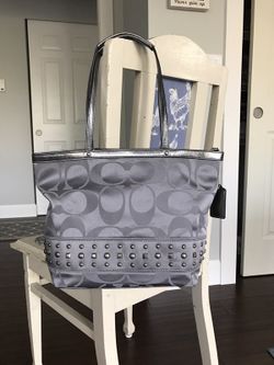 Coach gray/silver studded handbag