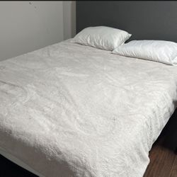 Platform Queen Bed Frame with Upholstered Headboard