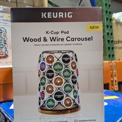 Keurig Wood & Wire Storage Carousel, Coffee Pod Storage, Holds up to 49 Keurig K-Cup Pods, Black