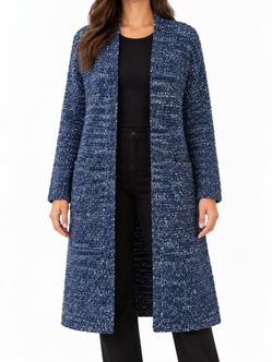 GAP Blue Marled Knit Long Open-Front Cardigan, M
