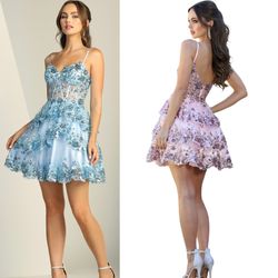New With Tags Glitter & Sequin Layered Corset Bodice Short Formal/Homecoming Dress $135