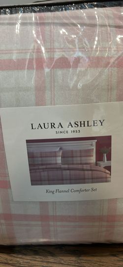 Laura ashley pink plaid comforter king queen