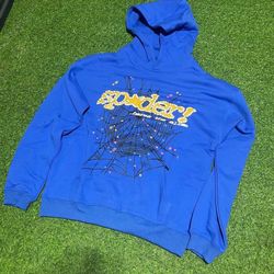 blue/yellow sp5der hoodie