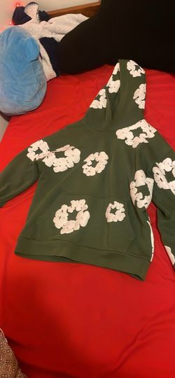 Green denim tear hoodie