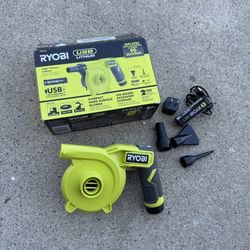 RYOBI USB Lithium Cordless High Volume Inflator Kit with USB Lithium 2.0 Ah Battery and Charging Cable