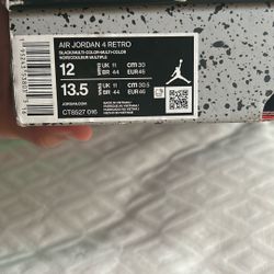 jordan 4 red thunder box/courtside tag included mens us size 12