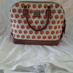 Dooney  And Bourke Bag White With Orange Paws