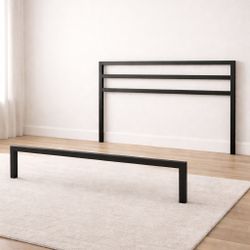 Black Metal Queen Headboard & Footboard Set – Universal Attachment