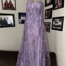 Lilac Long Glittery Corset Dress
