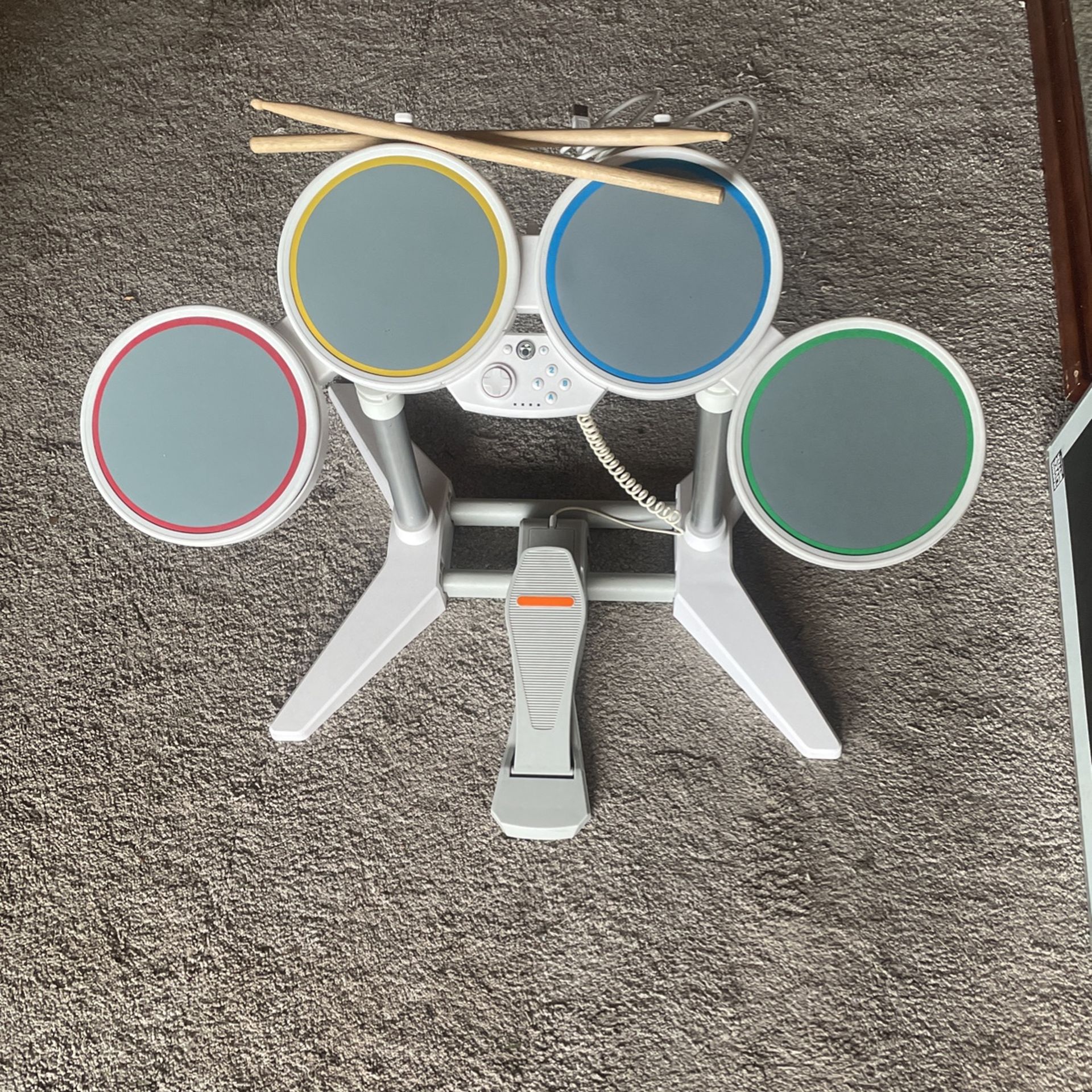 Nintendo Wii Rock Band White Drum Set w Pedal USB WIRED 19092 Harmonix Tested
