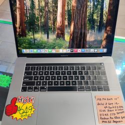 MacBook Pro 15" 2019 Retina Intel 8 Core i9-9th , 16GB Ram, 512gb SSD, Radeon Pro 560X 4GB Graphics, macOS Sequoia, Microsoft Office, Charge