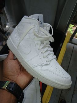 ** NIKE AIR JORDAN 1 WHITE SNAKESKIN SNEAKERS/ SIZE 10