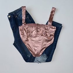 Pink Satin Corset Top 