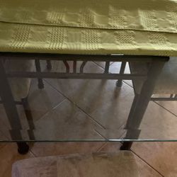 Glass table 6’ x 42” With 6 Chairs