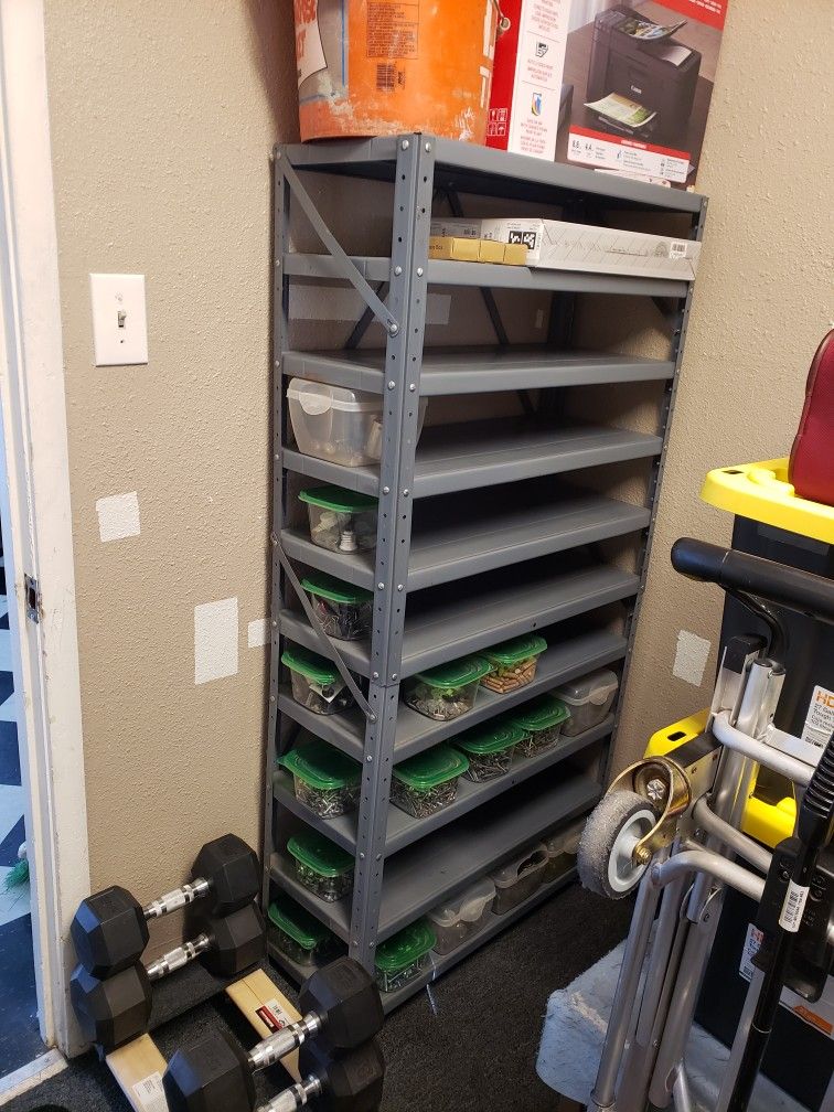 Industrial steel shelving unit - can DELIVER for $20 extra almost anywhere - please see all photos and read everything 🙂