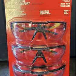 Milwaukee Safety Glasses with Clear Anti-Scratch Lenses (3-Pack) - $15 PER PACK