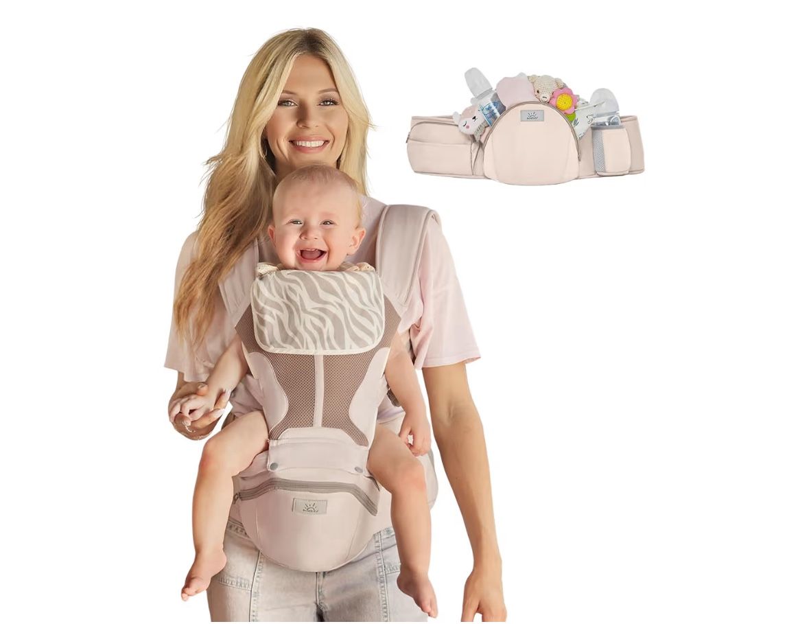 Momtory StowNGO Pro Baby carrier with hip seat - Soft Pink